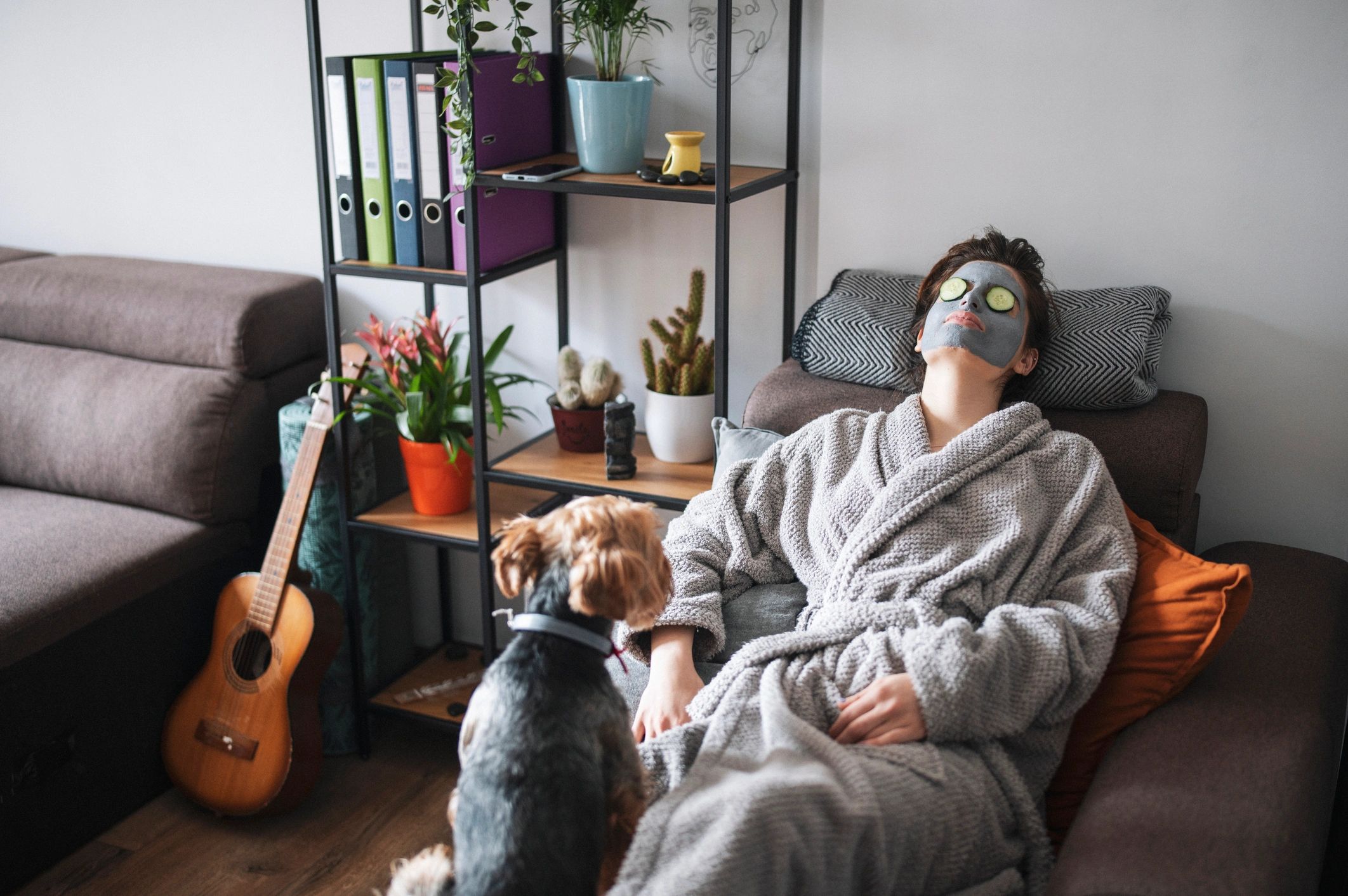 Woman enjoying a calm spa moment at home